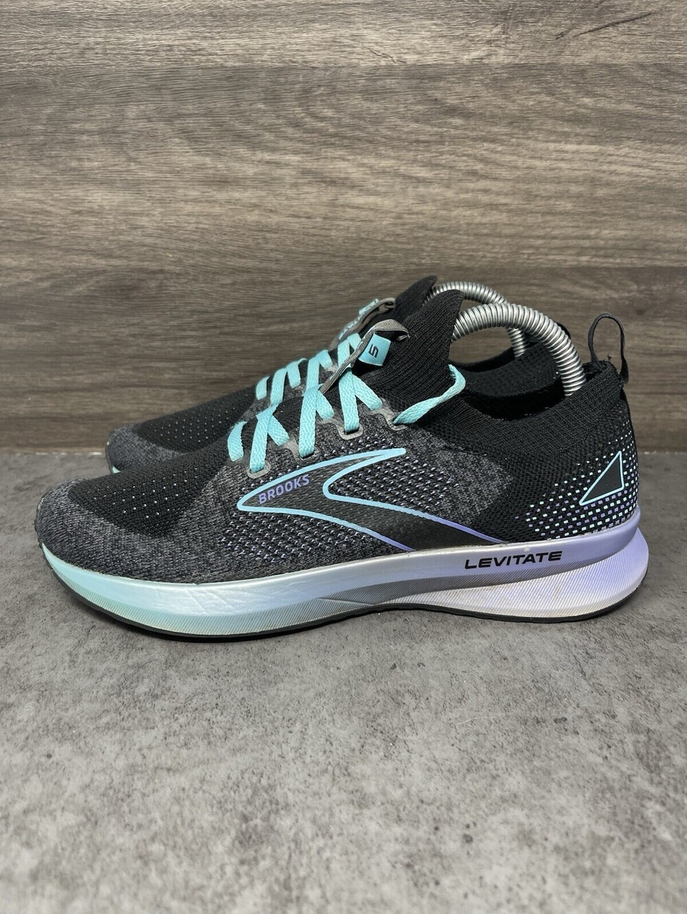 Brooks Levitate Stealthfit 5 Running Shoes Womens Size 7.5 Blsck Purple Athletic